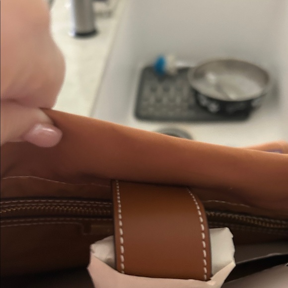 Tory Burch Tan and Purple Floral Tote - Picture 5 of 6